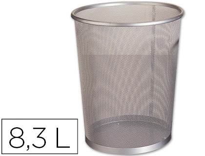 Papelera Q-Connect rejilla metálica plata 8,3 l.